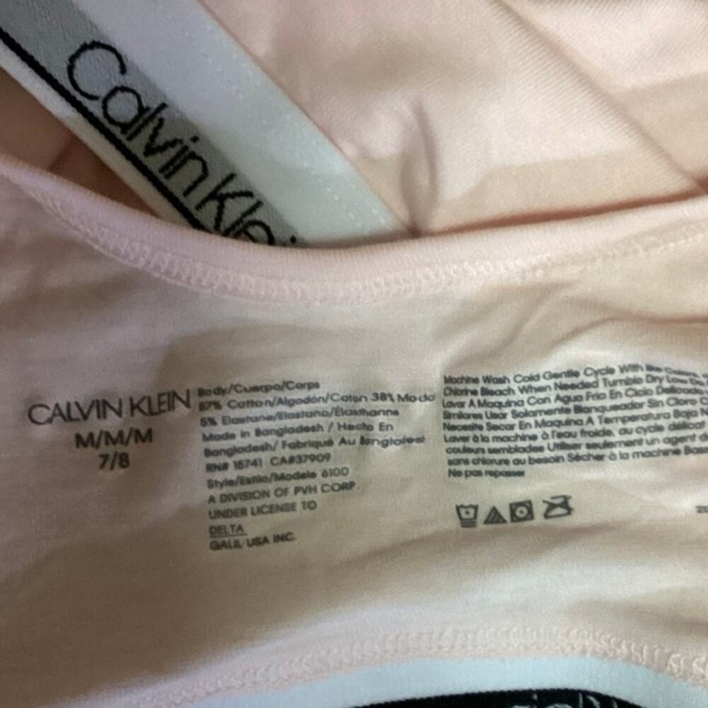 Calvin Klein Womens Pink Scoop Neck Pullover Athletic Yoga Sports Bra Top Size M - Picture 3 of 3